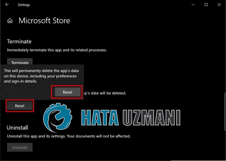 Microsoft Mağaza Sıfırlama